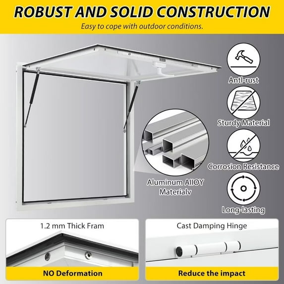 Aluminum Concession Stand Window | Spacious 36"W x 36"H | Weather-Proof with Hydraulic Lift | Secure & Durable