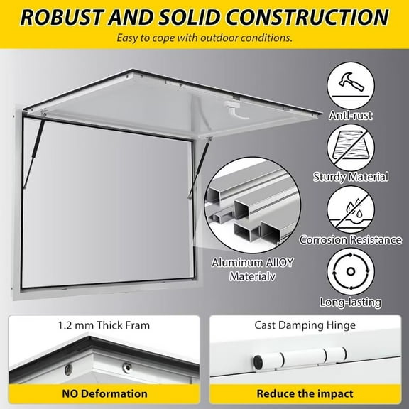 Aluminum Concession Stand Window | Spacious 48"W x 36"H | Weather-Proof with Hydraulic Lift | Secure & Durable