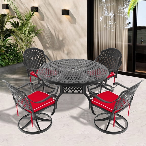 Aluminum Construction, Exquisite Carved Design - Create a Charming Outdoor Dining Atmosphere