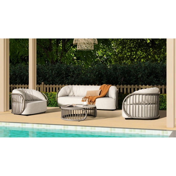 Aluminum Construction - Four-piece Seating Solution - Outdoor Relaxing Spots - Sturdy and Weather - proof Seating