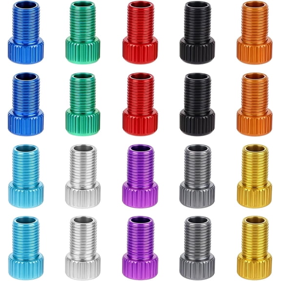Aluminum Convert Presta to Schrader Converter, 20 Pieces Presta Valve Adapter Colorful Pump Valve Adapter Bike Valve Adapter Standard Bicycle Tube Pump or Air Compressor Tools for Bicycle Bikes Tires