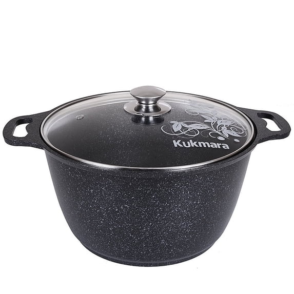 KUKMARA Aluminum Cookware Nonstick Coating Frying Pan Nonstick Cooking Pot for Making Lamb Pilaf with Glass Lid 6.3-qt. (6 L)