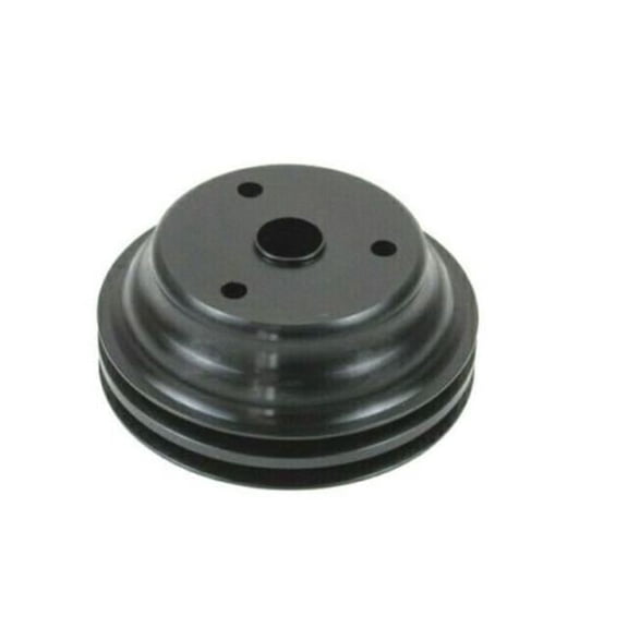 Aluminum Crankshaft Lower Long Water Pump Pulley with Double Groove for 1969-1985 SBC 283-350, Black