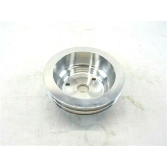 Aluminum Crankshaft Lower Long Water Pump Pulley with Double Groove for 1969-1985 SBC 283-350, Polished