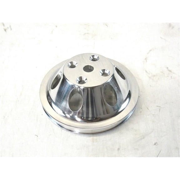 Aluminum Crankshaft Upper Long Water Pump Pulley with Single Groove for 1969-1985 SBC 283-350, Polished
