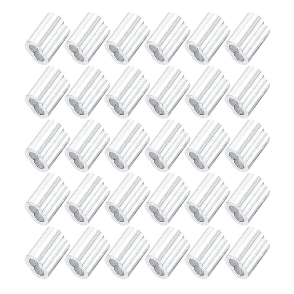 Aluminum Crimping Loop Sleeve 30Pcs, 6mm Cable Ferrule for Wire Rope Sleeves