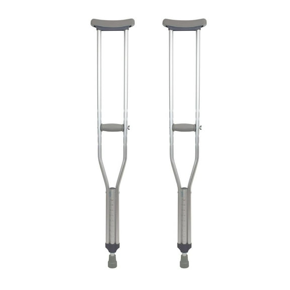 Aluminum Crutches-Adult Size, 5'2" to 5'10", Push-Button Height Adjustment, Cushioned Underarm & Comfortable Hand Grips, 350 lb. Weight Capacity, 1 Pair
