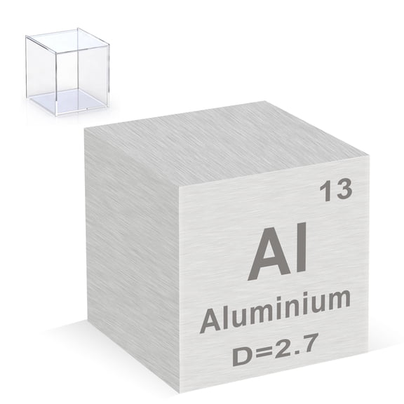 Aluminum Cube 0.39 99.99% High Purity Metal Density Element Cube for Elemental Collection Experiment Materials Science Gift Educational Display with Acrylic Case (Al 10mm)