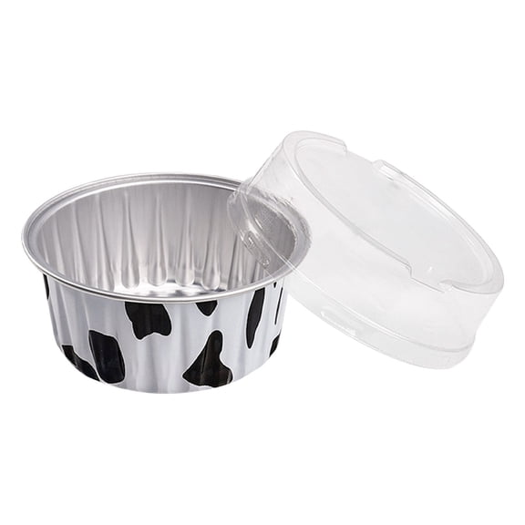 Aluminum Cups with Lids, Disposable Ramekins Baking Cups Muffin Liners Mini Pie Pans Foil Cupcake Containers for Party Wedding Party 20Pc White