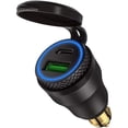 thumbnail image 1 of Aluminum DIN Hella Plug 30W 5A Power Delivery Motorcycle Dual USB Charger QC 3.0 Quick Charge Power Adapter Waterproof for 12V-24V BMW Ducati Triumph Hella DIN Socket, 1 of 6