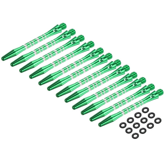 Aluminum Dart Shafts, Medium 2BA Dart Stems Replacement Accessories with Rubber Rings for Steel Tip Green