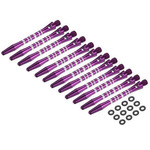 Aluminum Dart Shafts, Medium 2BA Dart Stems Replacement Accessories with Rubber Rings for Steel Tip Purple