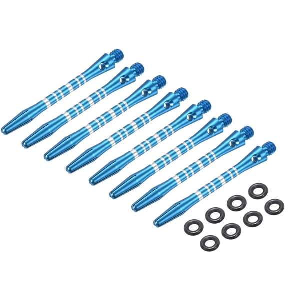 Aluminum Dart Shafts Medium 2BA Thread Dart Stems Replacement Accessories with Rubber Rings for Steel Tip Blue