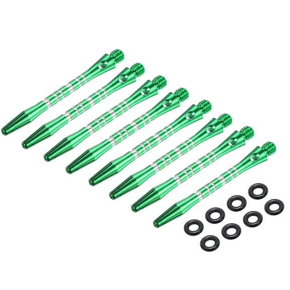 Aluminum Dart Shafts Medium 2BA Thread Dart Stems Replacement Accessories with Rubber Rings for Steel Tip Green