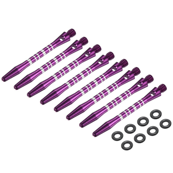 Aluminum Dart Shafts Medium 2BA Thread Dart Stems Replacement Accessories with Rubber Rings for Steel Tip Purple