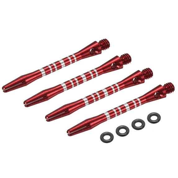 Aluminum Dart Shafts, Medium 2BA Thread Dart Stems Replacement Accessories with Rubber Rings for Steel Tip Red