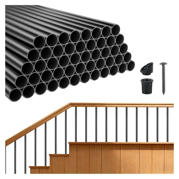 Aluminum Deck Balusters 32 Inch - 125 Pack - 3/4" Railing Spindles - Metal Decking Stair Balusters with Connectors & Screws - Black Railing