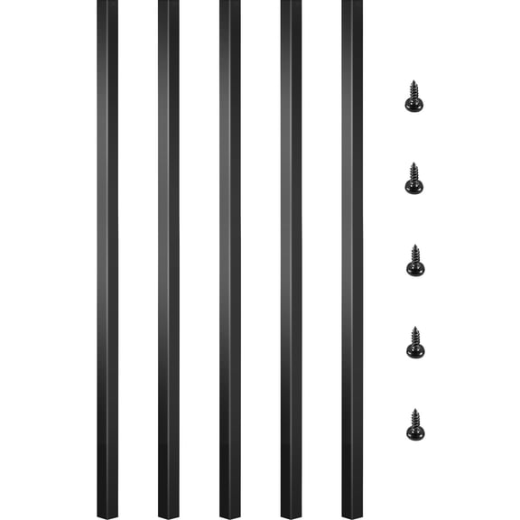 Aluminum Deck Balusters, 32-Inch Square Baluster Pack with Hardware, Rust-Resistant Metal Railing Spindles for Outdoor Stairs and Porches