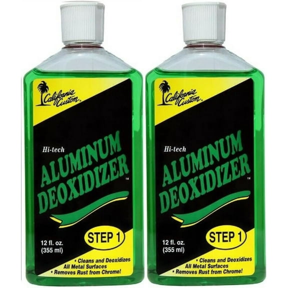 Aluminum Deoxidizer Cleans & Deoxidizes Metal Surfaces, Easiest & Safest Way To Prep The Metal Before Polishing, Great for Aluminum, Brass, Copper, Chrome, Silver, Stainless & Gold, 12oz, 2-PK
