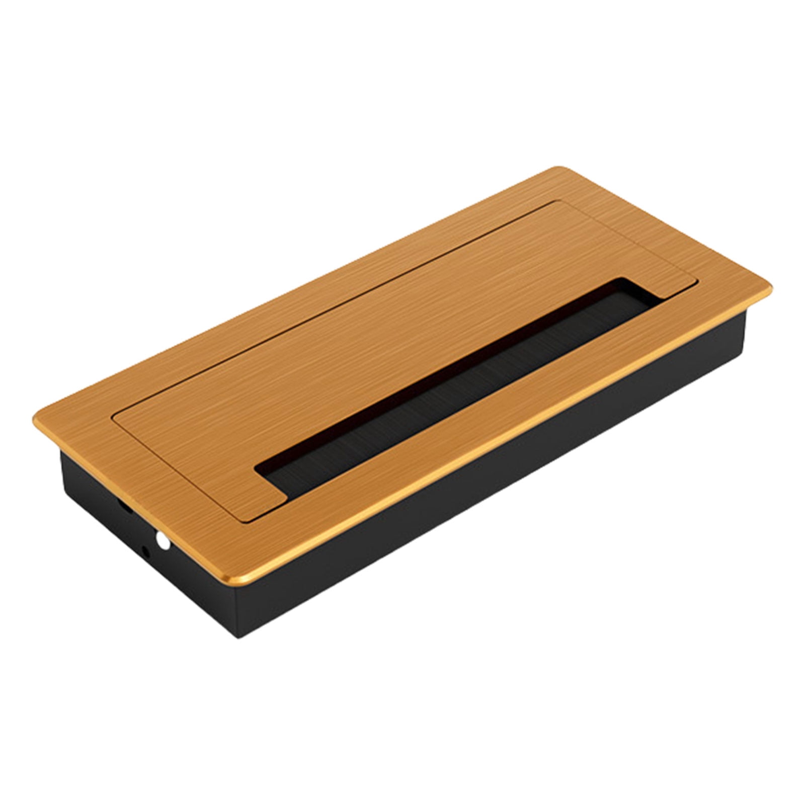 Aluminum Desk Grommet with Brush for Cable Organization Rectangle Cord Hole Cover Buffering Cover for Office Furniture