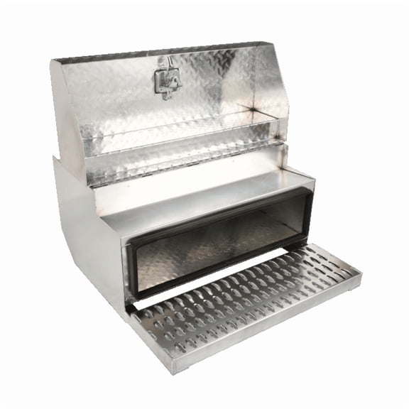 Aluminum Diamond Plate Step Tool Box 31'' x 30" x 15" Battery Box