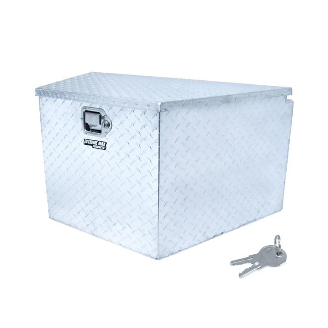 Aluminum DiamondPlate Trailer Tongue Locking Storage Box with KeyLock for Utility & Sport
