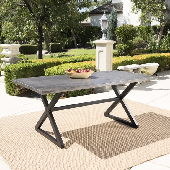 Aluminum Dining Table With Steel Frame In Grey/black - Adds Value To Your Outdoor Living Area Patio, Backyard, Garden & Suits Occasions