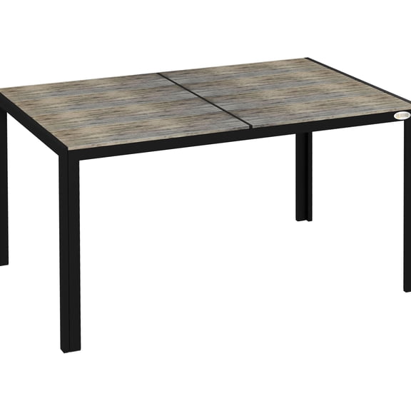 Aluminum Dining Table with Faux Wood Top, 55"x35.5"/Ample Space for Meals and Drinks, Rust-resistant