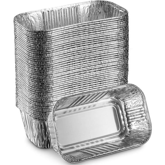 Aluminum Disposable Loaf Pans | Deep Standard Size 6" x 3.5" Extra Thick Foil Bread Containers for Baking, Food Storage & Takeout | Eco-Friendly & Recyclable | Bulk 50-Pack 2 Pound Trays