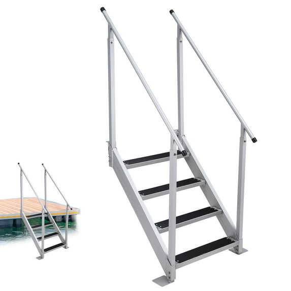 Aluminum Dock Ladder 4 Steps, Removable Boat Ladder 350lbs Load Capacity, Pontoon Ladder Pool Stairs with Nonslip Design for Marine Boarding Lake Pool Dock