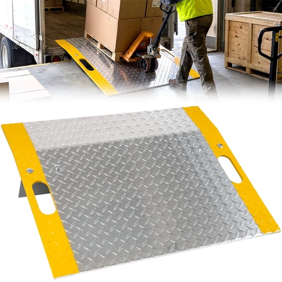 Aluminum Dock Loading Ramp, 30" L x 24" W 0.42" Thick Dock Plate, 3500lb Capacity Silver Industrial Dock Board with Anti-Slip Diamond Tread for Pallet Jacks, Hand Carts & Truck Loading