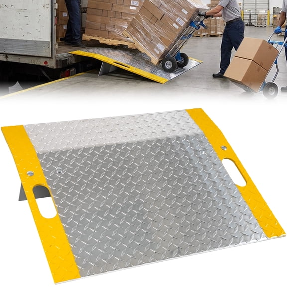 Aluminum Dock Loading Ramp, 36" L x 24" W 0.42" Thick Dock Plate, 3500lb Capacity Silver Industrial Dock Board with Anti-Slip Diamond Tread for Pallet Jacks, Hand Carts & Truck Loading