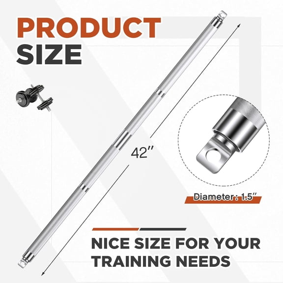 Aluminum Double Swivel Bar LAT Pull Down Bar Double Hook for Dual-Stack Functional Trainers, LAT Pulldown Attachments, Knurled Grip 220lbs Weight Capacity, 42 Inch