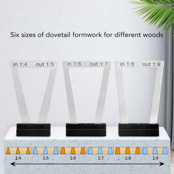Aluminum Dovetail Jig Marking Gauge Set with 6 Templates 1:4-1:9 & 4 Angles, Woodworking Scriber Tool with Ruler, Backstops, Screws & Washers