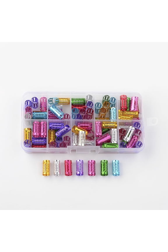 Aluminum Dreadlocks Beads Hair Decoration Hair Coil Cuffs Mixed Color 15~16x8mm Hole: 7mm 90pcs/box DIY
