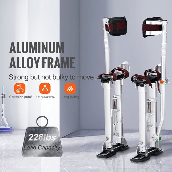 Aluminum Drywall Stilts 18 30 Inch Adjustable Work Stilts with Protective Knee Pads Non Slip for Sheetrock Painting Walking Taping Silver