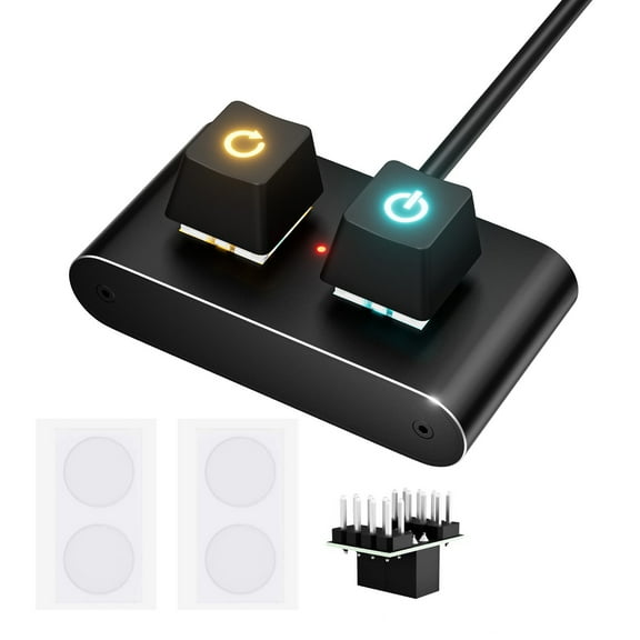 Aluminum Dual-Control PC Power Buttons with Customizable LED Lights & Mechanical Keycaps for Desktop