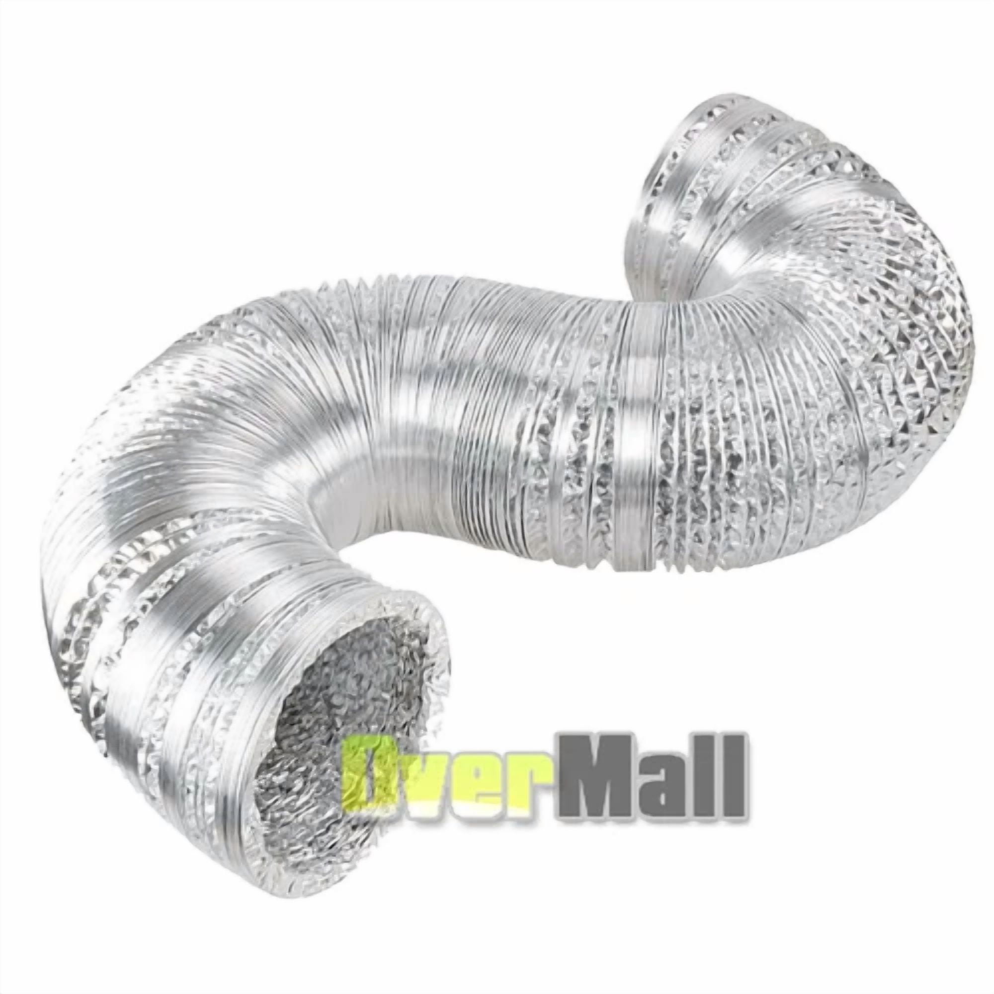 Aluminum Ducting Dryer Vent Hose (4" Inch, 8Ft) Flexible Non-Insulated Air Pipe