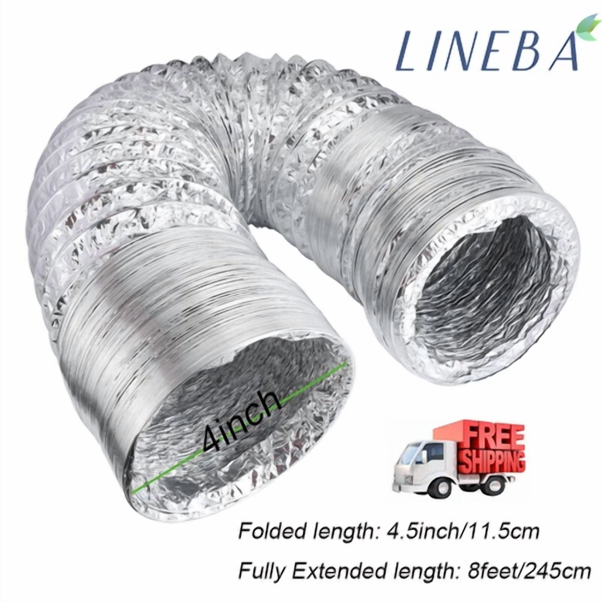 Aluminum Ducting Dryer Vent Hose Flexible Non-Insulated Air Pipe 4Inch X 8Ft