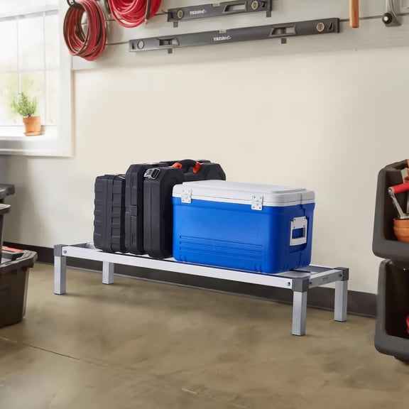 Aluminum Dunnage Rack, 48 x 14 Commercial Food Floor Rack, 8 Off the Floor, 1000 lbs Capacity All-Welded Aluminum Storage, for Storage in Restaurants, Kitchens, Garages and Vehicles