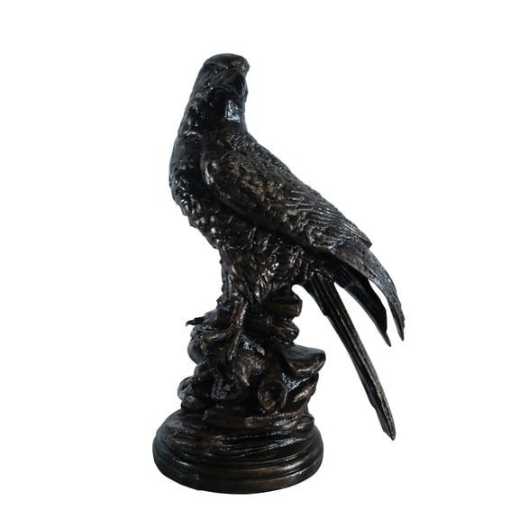 Nifao Aluminum Eagle Statue on Tree Stump with Natural Finish Home Decor Sculpture, 20"L x 12"W x 14"H