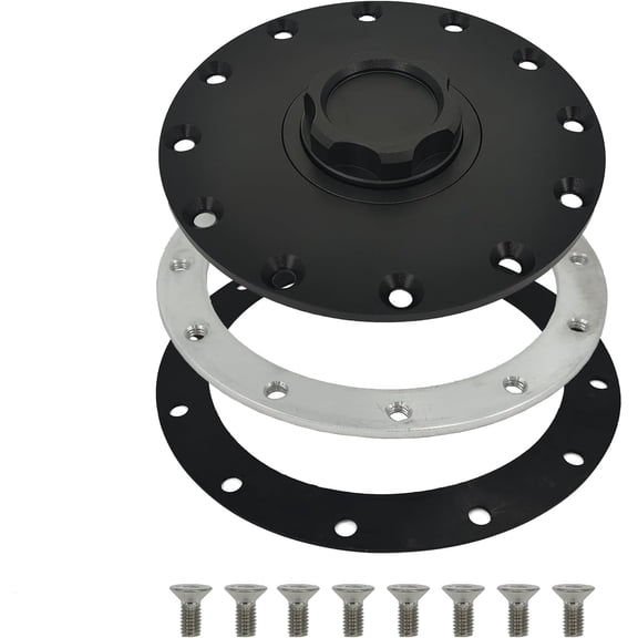 Aluminum Easy Fill Fuel Cell Gas Cap, Embedded Auxiliary Oil Tank Cover With 12 Hole Cell Bung and Gasket