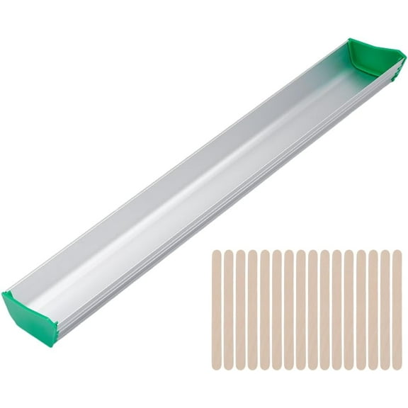 Aluminum Emulsion Scoop Coater 16.3 inch Aluminum Screen Coater with 50 pcs Wood Cakesicle Sticks Dual Edge Emulsion Scoop Durable Scoop Coating Tool for Silk Screen Printing Supplies