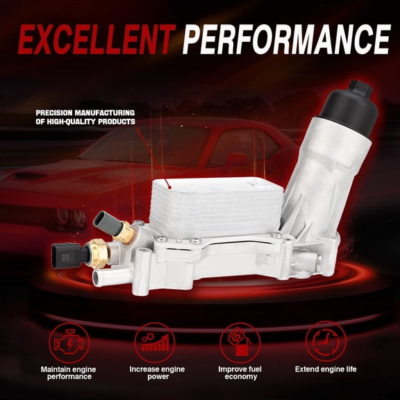 Aluminum Engine Oil Cooler Filter Housing For 17-18 Dodge Jeep Chrysler Ram 3.6L