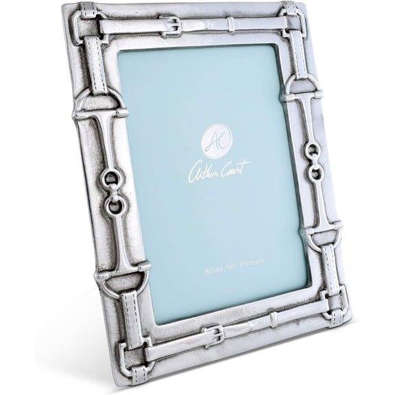 Aluminum Equestrian Bit Pattern Photo Frame, 5x7 inches - Metal Picture Frame with Western Design, Perfect for Cowgirl, , , or Ranch Decoration