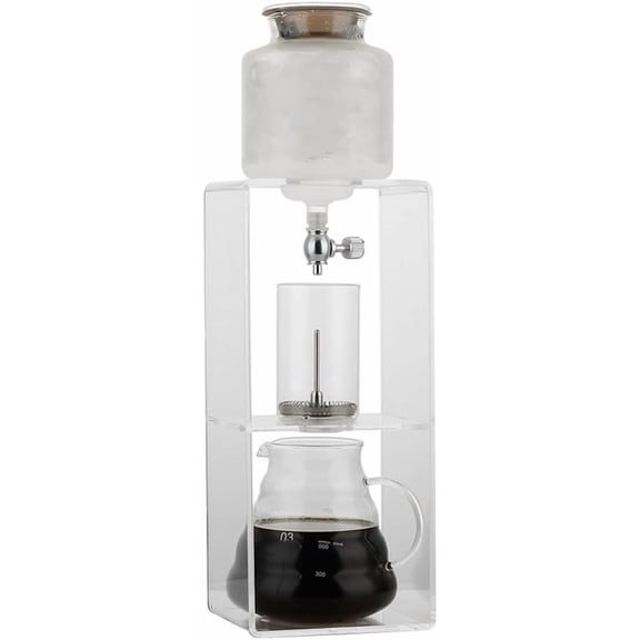 Aluminum Espresso Iced Drip Coffee Maker with Adjustable Water Flow, Cold Brew Coffee Brewer with Stainless Steel Filter for Home Office Stovetop Coffeemaker