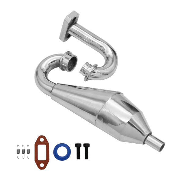 Aluminum Exhaust Pipe Kit Silver For 1/5 HPI ROVAN KM Baja 5B SS 5T 5SC TRUCK RC CAR PARTS