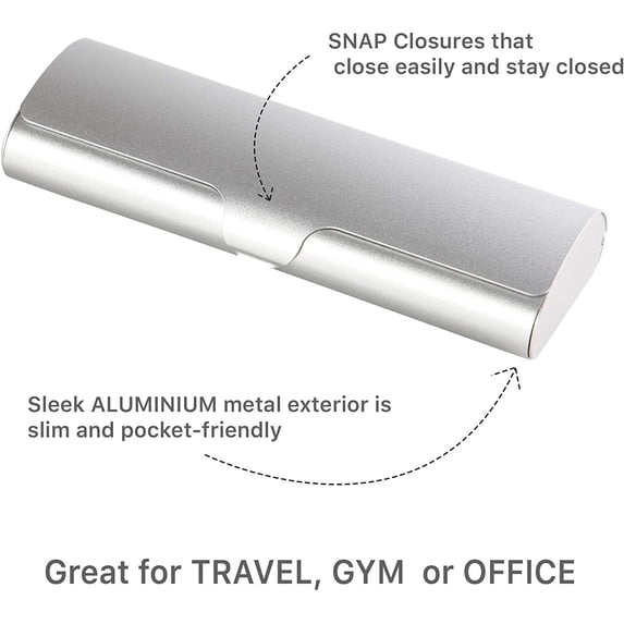 Aluminum Eyeglass Case Hard Shell For Small Frames In Silver