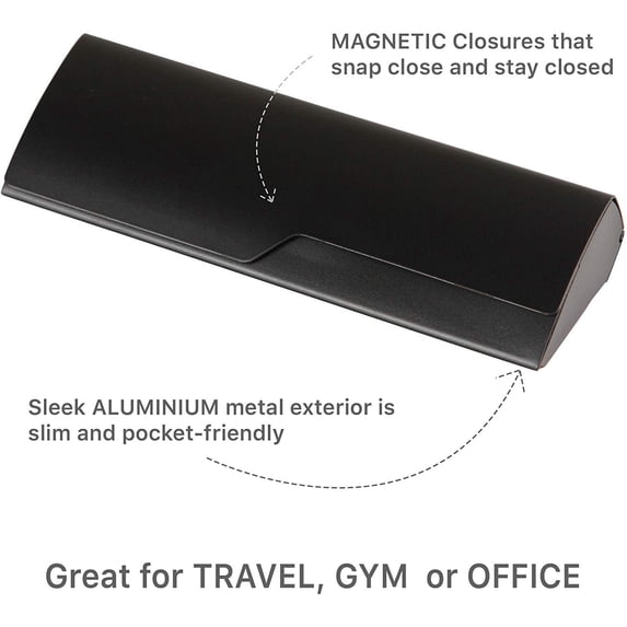 Aluminum Eyeglass Case Hard Shell For Small to Medium Frames In Black