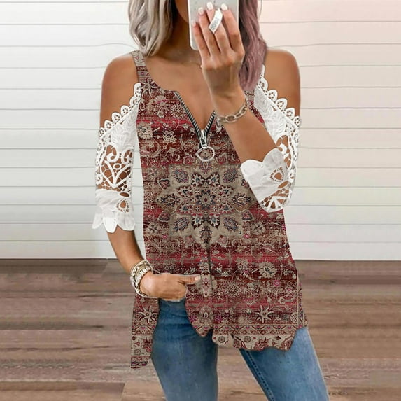 MIARHB Womens Tops Summer Tops for Women Shirts for Women Dressy Casual Sexy Blouses Shirts, Ginger, XXXL, 95% Polyester, 5% Spandex
